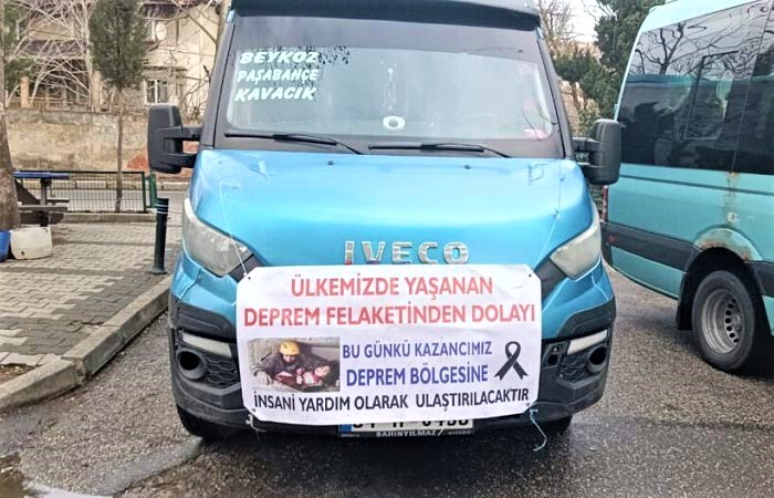 Beykoz'da minibüsçülerden minibüsçülerden deprem bölgesine 35 bin lira yardım