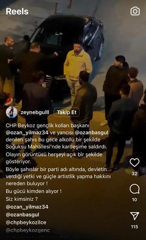 Alkollü CHP Beykoz Gençlik Kolları Başkanı Ozan Yılmaz terör estirdi!