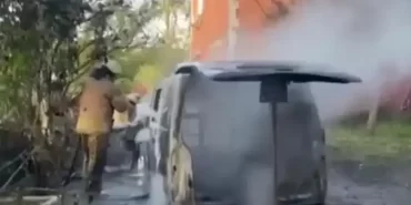 Beykoz’da yanan minibüsten canını zor kurtardı