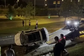 Beykoz’da otomobil takla attı! 2 yaralı