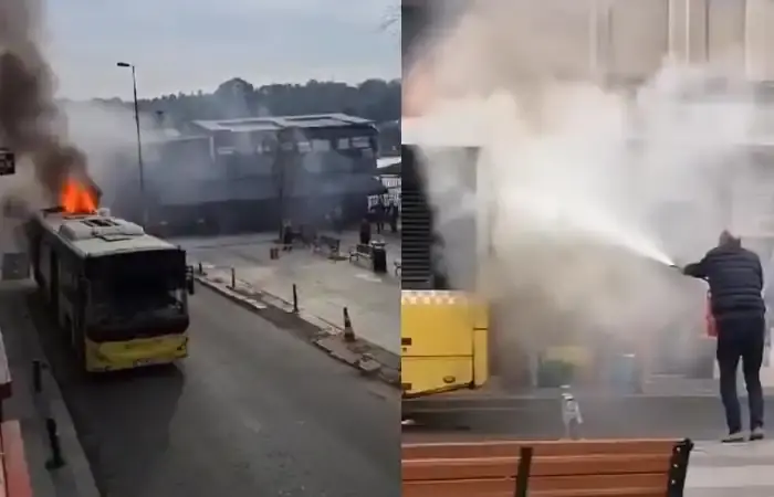 Beykoz Merkez’de korkutan İETT yangını!