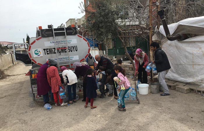 Hatay'da depremzedeler için temiz içme suyu