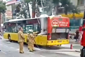 Beykoz Kavacık'ta İETT otobüsü yandı