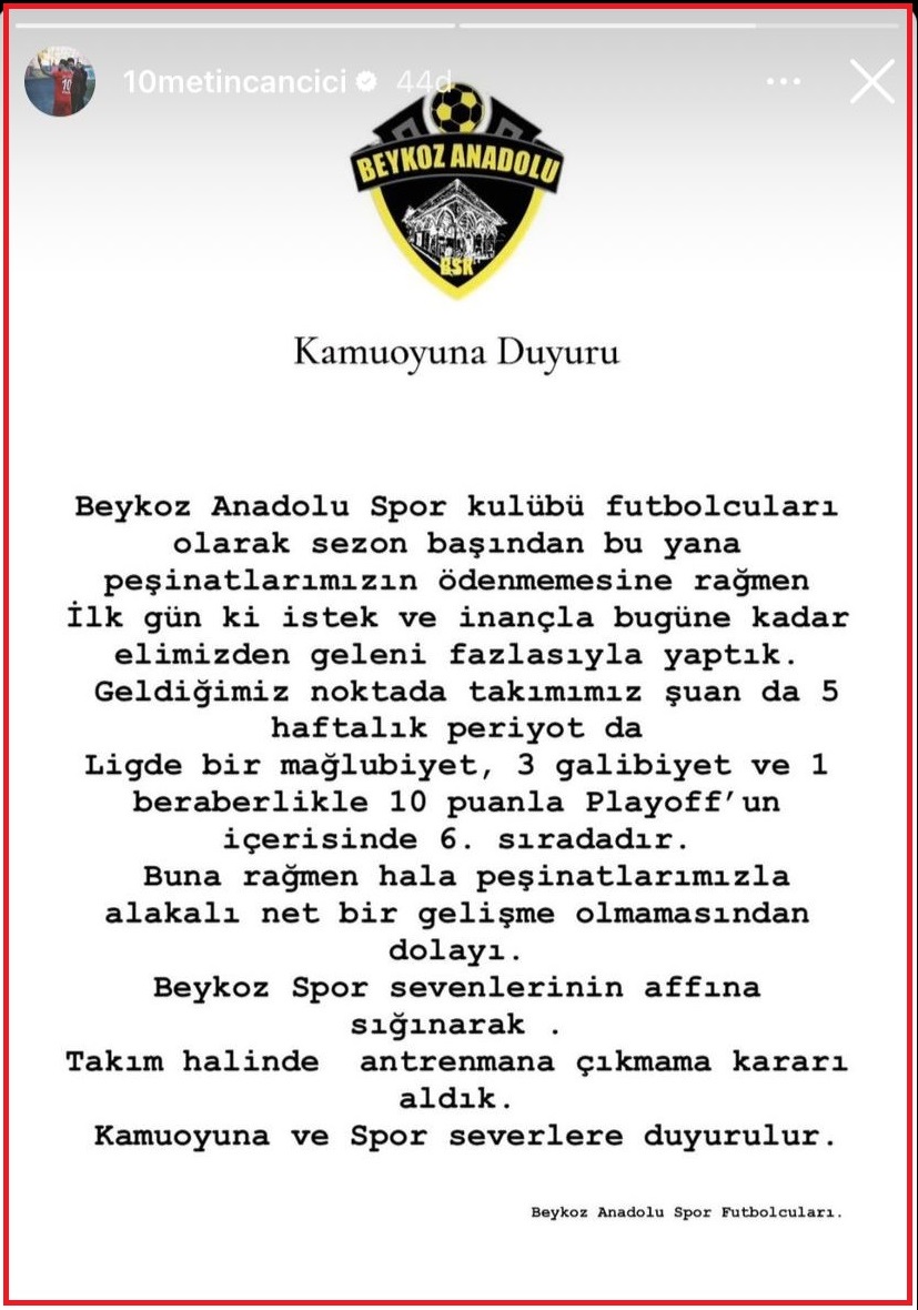 beykoz-anadolu-futbolculari-antrenmanlara-cikmama-karari-aldi