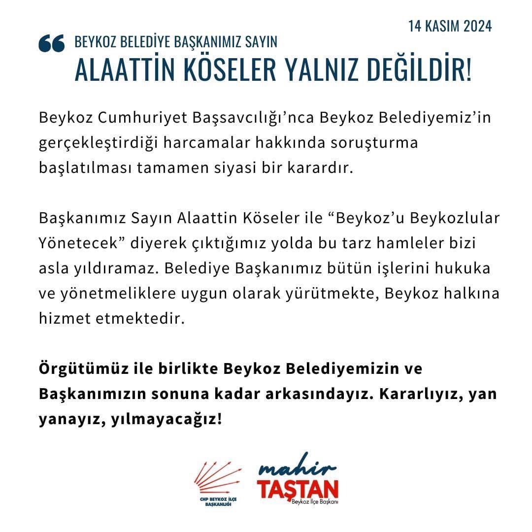 Mahir Taştan Köseler’in arkasındayım!