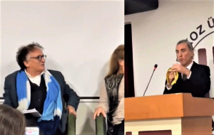 Aykırı eserleri ve politik çıkışlarıyla tanınan ressam Bedri Baykam, Beykoz Üniversitesi’nde düzenlenen bir konferansta dikkat çeken bir öneride bulundu. Maurizio Cattelan'ın ünlü 'bantlanmış muzu'na atıfta bulunan Genco Gülan'a, Baykam, "Muzdan sonraki ilk dışkını konserveye alalım, fikri babası ve dışkı babası olarak müzayedeye koyalım" şeklinde esprili bir teklif sundu. Baykam’ın bu ifadeleri sosyal medyada büyük yankı uyandırarak tepki topladı. Ünlü ressamdan Beykoz’da mide bulandıran sanat fikri!