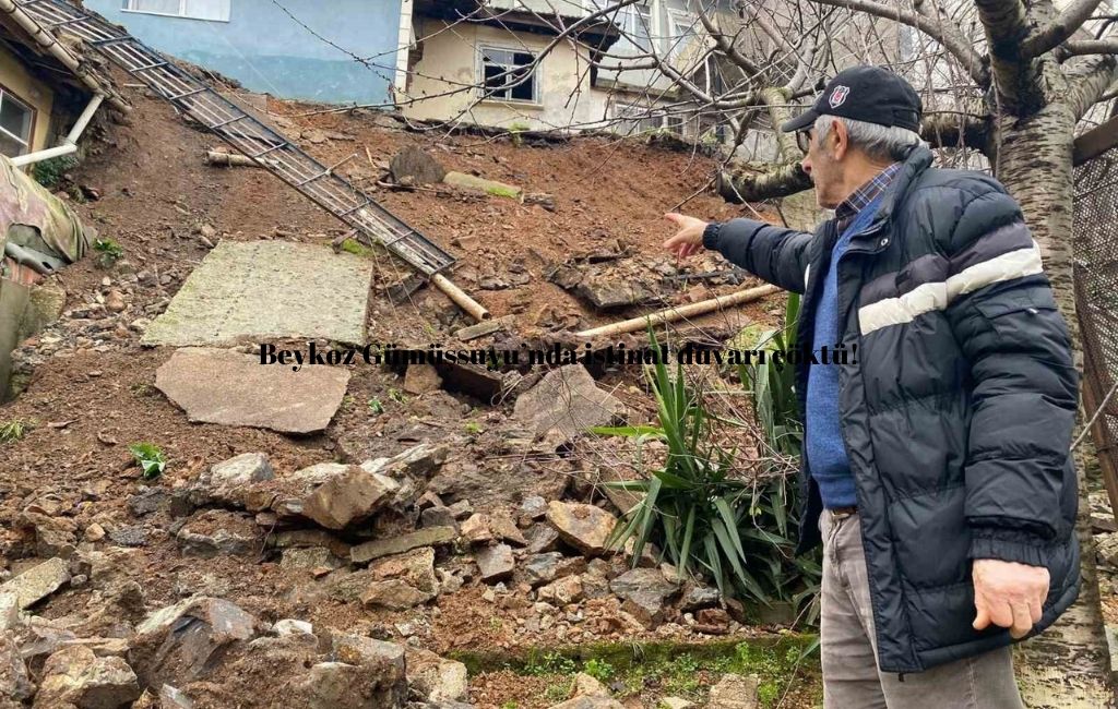 Beykoz Gümüşsuyu’nda istinat duvarı çöktü!