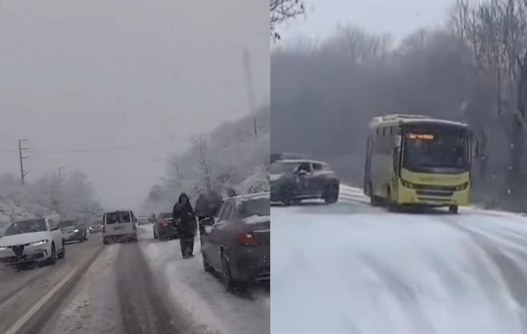 Beykoz'da kar başladı, yollar kapandı