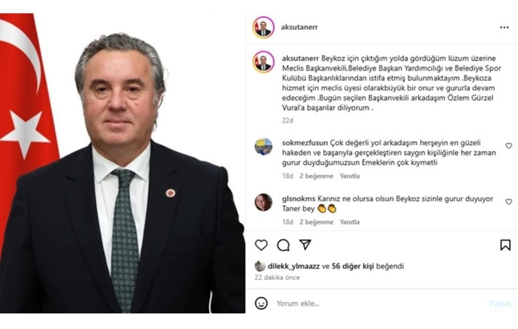 Beykoz’da ilk fire! Taner Aksu tüm görevlerinden istifa etti