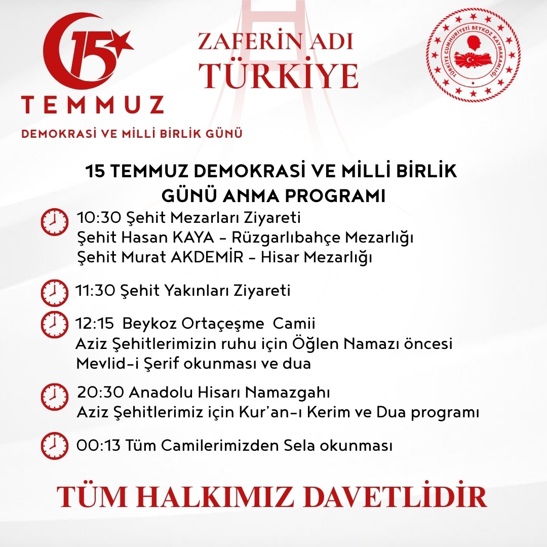 Beykoz Kaymakamlığı 15 Temmuz’u unutturmuyor!