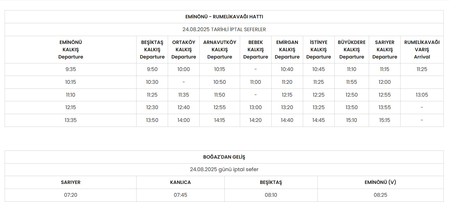 Beykoz dikkat! Yarın bazı vapur seferleri iptal1