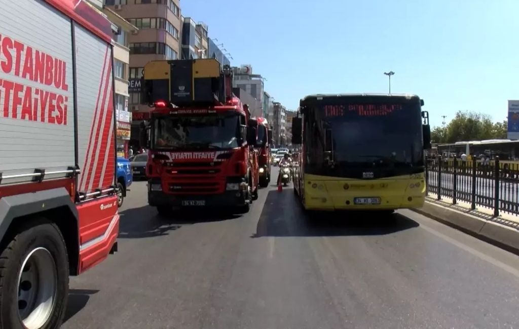 Beykoz otobüsü bir anda yanmaya başladı!