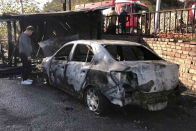 Beykoz'da korkutan yangın! Otomobil kül oldu (1)